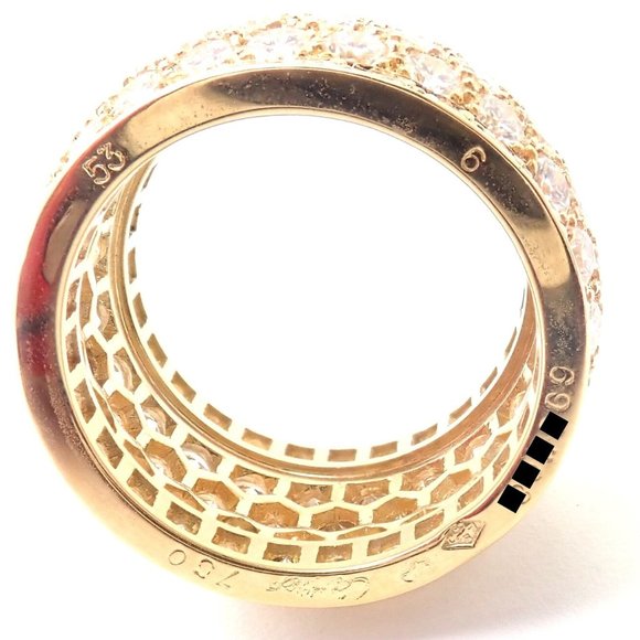 Authentic! Cartier Nigeria 18k Yellow Gold Diamond Wide Band Ring Size 53 - Picture 10 of 10